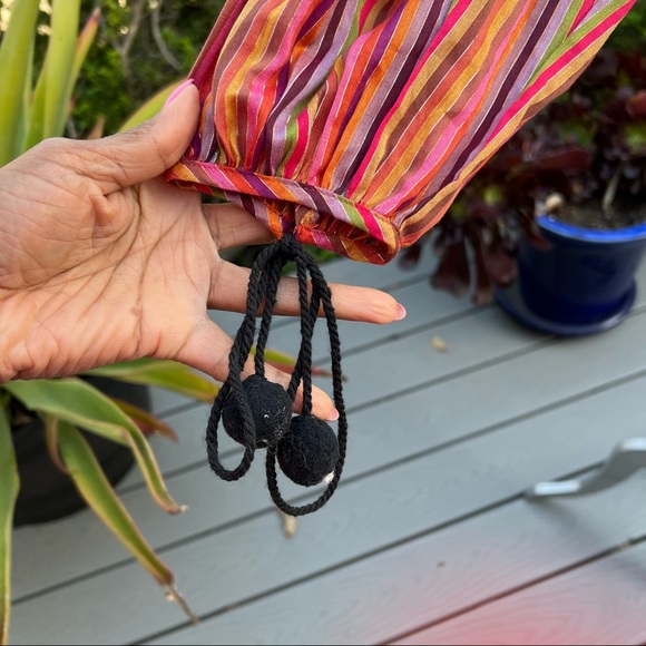 AMARYLLIS Stripe Top Cotton and Lurex Pom Pom Bottom Hem and Sleeve Size XS - Picture 3 of 9